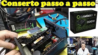 Conserto fonte ATX Gamemax 800W passo a passo [upl. by Monie]