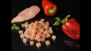 FOODLOGISTIK  chicken breast dicing 15x15x15 mm cubes [upl. by Aihtnic699]