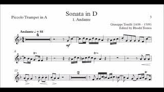 Trumpet sheet music  Torelli G1 Sonata in D major 1 Andante [upl. by Clellan]