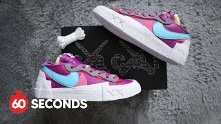 KAWS x Sacai x Nike Blazer Low quotPurple Duskquot  60 Seconds [upl. by Ennayar938]