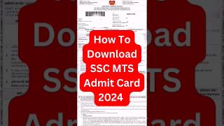 How To Download SSC MTS Admit Card 2024 sscmts admitcard howtodownload yttrending shorts [upl. by Femi935]