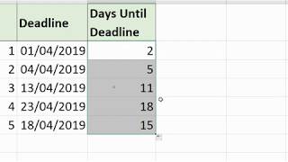 Number of Working Days until Deadline  Excel Formula [upl. by Em69]