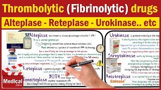 Pharmacology CVS 25 Thrombolytic Drugs Mechanism Of Action Alteplase  Reteplase  Urokinase [upl. by Petulah]