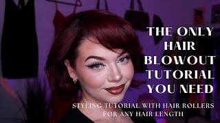 SHORT HAIR BLOWOUT TUTORIAL WITH HAIR ROLLERS InDepth amp works for any hair length [upl. by Nylodnarb]