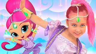 Julia turn into genie from Shimmer amp Shine cartoon Dress up and Kids Makeup [upl. by Accebar184]