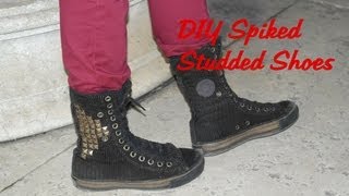 Upcycle your shoes  DIY spiked studded sneakers DIY Nieten Schuhe [upl. by Straub390]