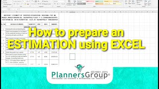 How to prepare an ESTIMATE using EXCEL [upl. by Jahdal]