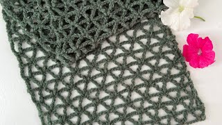 Beginner Level Easy Crochet Lacy Scarf Lace Scarf for Beginners [upl. by Berriman]