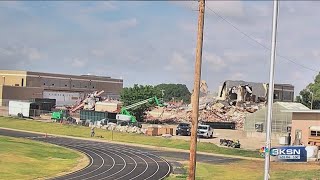 Northwest Kansas school intentionally set on fire last year being demolished [upl. by Yarehs]