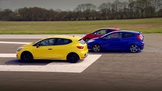 Peugeot 208 GTi vs Renault Clio 200 Vs Ford Fiesta ST  Top Gear  Series 20  BBC [upl. by Veejar647]