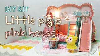 miniature DIY Kit miniature doll house Little Pigs pink house 작은 돼지의 핑크색 하우스 [upl. by Arednaxela]