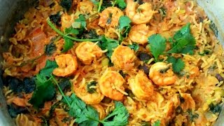 Prawns Pulao Recipe  How To Make Prawn Pulao  Shrimp Pulao  Jhinga Pulao [upl. by Osicnarf]