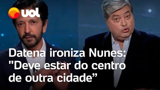 Debate na Band Datena ataca Nunes e diz que prefeito arrasou São Paulo [upl. by Notgnihsaw]