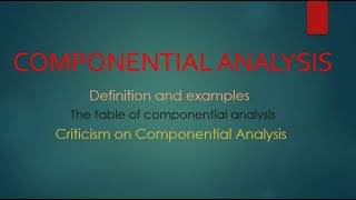 Componential Analysis in Semantics [upl. by Margret]