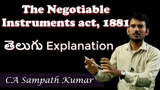 Negotiable Instrument Act  Part 1  Telugu Law Lectures  CA Sampath Kumar [upl. by Nabla]