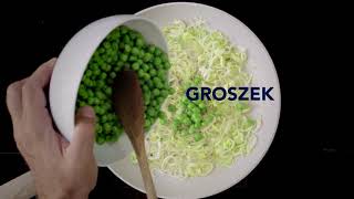 Tagliatelle z porami groszkiem i kremem z parmezanu [upl. by Cirone]