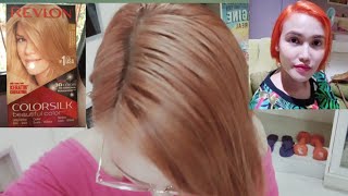 REVLON COLORSILK MEDIUM ASH BLONDE OVER ORANGE HAIR  THE RESULT [upl. by Yellat]