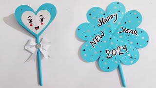 DIY  Cute New year greeting card 2024  happy new year card making ideas  handmade New year card [upl. by Ilrebmik288]