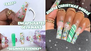 HOW TO ENCAPSULATE WITH GEL X EXTENSIONS METHOD  EASY GEL X NAILS AT HOME  CHRISTMAS NAILS [upl. by Ydorb]