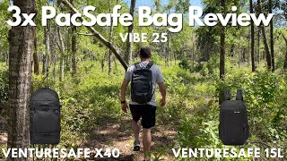 PacSafe Review  3 Packs VentureSafe 40x  15L GII  Vibe 25 [upl. by Ailey]