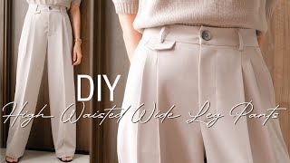 🌹DIY Wide Leg Pants  How To Make High Waisted Wide Leg Pants Trousers series [upl. by Eemak332]