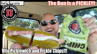 Jimmy Johns NEW Vito Picklewich amp Pickle Chips Its a sandwich on a pickle brickeats [upl. by Neau376]