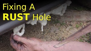 how to FIX a rust hole in a rocker panel fast lowcost method [upl. by Ysle]