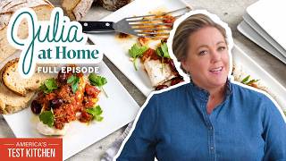 Italian Feast Crispy Polenta Olive Oil Cake Halibut amp More  Julia At Home Full Episode S3 E7 [upl. by Wahkuna858]