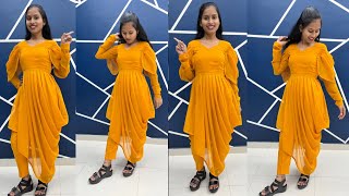 Unique Cowl Dress Design Dhoti Frock Cutting and Stitching Haldi Ceremony Yellow 💛 Dress Tutorial [upl. by Depoliti255]