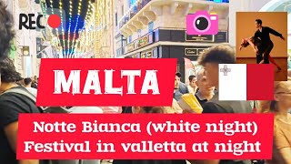 Notte Bianca white night festival in Valletta at night🎊⛲🍺 on 05102024😀explore travel youtube [upl. by Adnat]