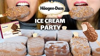 ASMR HAAGEN DAZS ICE CREAM PARTY EXTREME CRUNCHY EATING SOUNDS  KimampLiz ASMR [upl. by Ttsepmet]