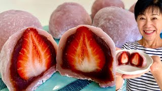 Mochi comment faire des Mochi  Ichigo daifuku Mochi à la fraise cuisine japonaise  Kumiko Recette [upl. by Weiner]