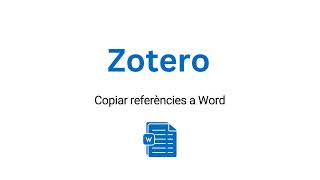 Copiar referències de Zotero a MS Word [upl. by Venn211]