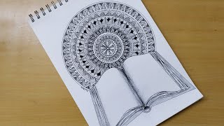 How to draw Mandala art with books  Zentangle art  Doodle art  Easy quick drawing [upl. by Gabrielli]