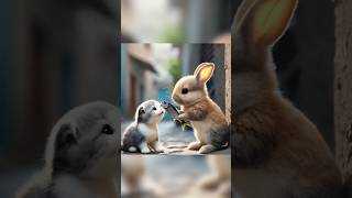 😺kitten and Rabbit 🐰😿friendship kitten cats aicat funny shortvideo family short [upl. by Belldame34]