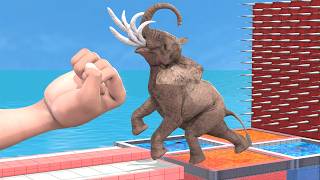 Cow Mammoth Elephant Gorilla Dinosaur EPIC PUNCH Who Can Survive ► Animal Revolt Battle Simulator [upl. by Bone]