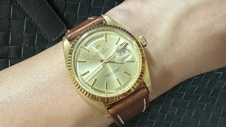 Rolex DayDate 1803 黃金金面立體時標膠鏡 自動36mm 自動機芯1556 SN 3105xxx （197273單表頭 [upl. by Blumenthal]