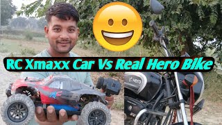 Traxxas Maxx RC Car Vs Real Bike Racing Test😲😃 Video  Remote Control Car and Real Bike Testing [upl. by Worthy]