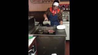 Making a Red Velvet Funnel Cake Silver Dollar City [upl. by Nadab]