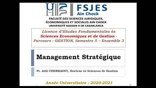 Séance 1  Management Stratégique  Semestre 5 Ensemble 3 Parcours Gestion [upl. by Azar]