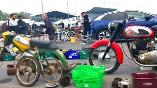 KEMPTON PARK Autojumble Motorcycle JUNK Parts amp Accessories with DISORDERLY Bikes and Tools FOR SALE [upl. by Joette945]