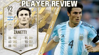 EL PUPI 🤩 92 PRIME ICON JAVIER ZANETTI PLAYER REVIEW FIFA 22 ULTIMATE TEAM [upl. by Ximenez]