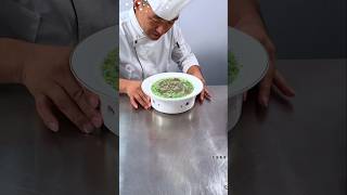 Palace soup made of shredded tofu broccoli and minced beef food tasty cooking deliciousfood [upl. by Yenettirb]