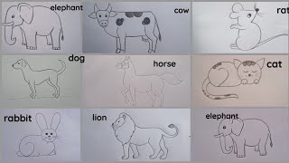 how to draw different types of animals drawing easy step by stepKids Drawing Talent [upl. by Reilly]