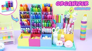 DIY COLORFUL ORGANIZER FROM CARDBOARD  More than 100 Markers and School Supplies aPasos Crafts DIY [upl. by Doggett]