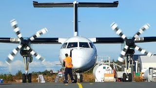 Widerøe Dash8300 startup at Stord airport 2016 [upl. by Corbet110]