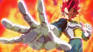 Vegeta vs Broly Vegeta turns Super Saiyan God for the first time  Dragon ball super movie [upl. by Ydahs]