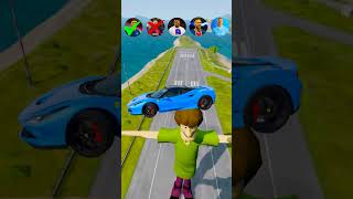 🚘CR7 vs Messi vs Mbappe vs Shaggy Rogers Characters ⚽️ beamngdrive simulator shorts football [upl. by Atiuqat424]