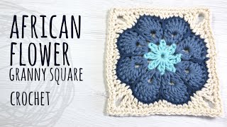 HOW TO CROCHET AFRICAN FLOWER GRANNY SQUARE  Lanas y Ovillos in English [upl. by Garry]