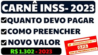 CARNÊ INSS 2023  NOVOS VALORES  AUTÔNOMO FACULTATIVO E BAIXA RENDA 20  11 E 5   R 130200 [upl. by Otsirave]